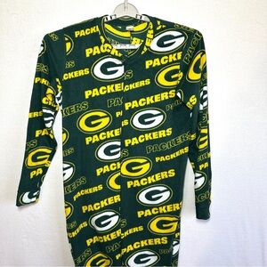 Green Bay Packers Fleece One Piece Pajamas Loungewear Adult M NFL Sports Pockets